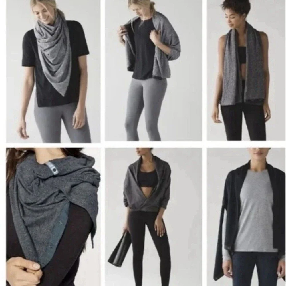 Lululemon Vinyasa Scarf Black Rulu Snap Infinity Wrap LW9MCDS BLK O/S NEW